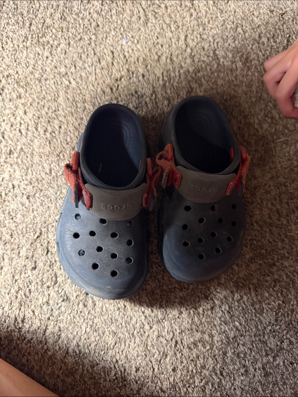CROCS Kids Navy Clogs with Red Accent Strap